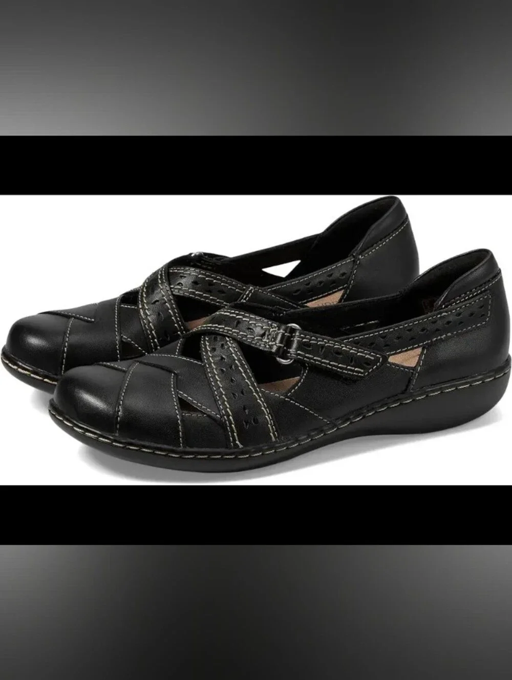 Clarks Black Leather Ashland Spin Q Black Loafers
